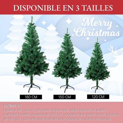 Sapin De Noël Artificiel 120 Cm Avec Guirlandes LED - PVC Vert Ignifuge - Montage Rapide - Support Inclus - Décorations Fêtes - 6