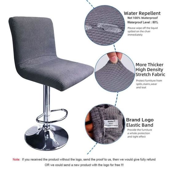 Levoberg 2PCS Housse de Tabouret de Bar Incurvé Extensible Housse de Chaise de Bar avec Dossier Elastique Couverture Tabouret Haute de Cuisine Rouge de vin