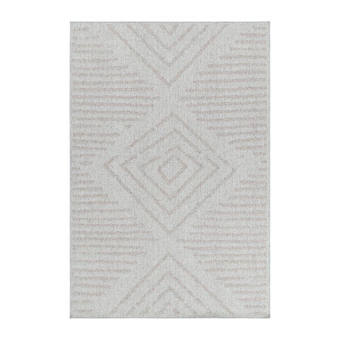 HomebyHome Tapis Indoor Outdoor résistant aux intempéries 120x170 cm, 3D Design scandinave, Lavable, résistant aux intempéries, Couleur crème Naturelle, Salon, Chambre, Tapis de terrasse
