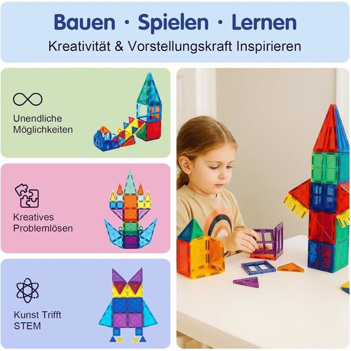 Jeu De Construction Magnétique 38 Pièces - Blocs Montessori Enfant - Obakaer Pack 38 Blocs Magnétiques Jeu De Construction Magnétique 38 Pièces - Blocs Montessori Enfant - Obakaer Pack 38 Blocs Magnétiques
