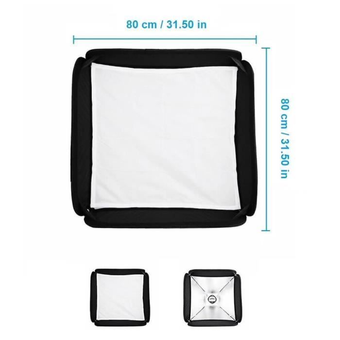 Softbox Godox 80x80 Cm Avec Grille Pliable + Support S2 - Neuf Pour Flash Speedlite