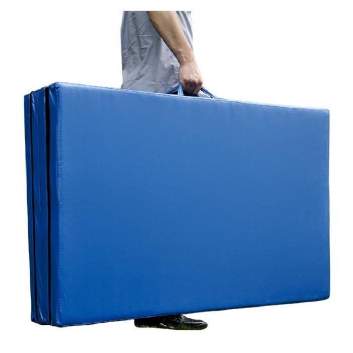 Homcom - Tapis de sol gymnastique Fitness pliable portable rembourrage  mousse 5 cm grand confort revêtement synthétique dim. 2,93L m x 1,15l m  bleu