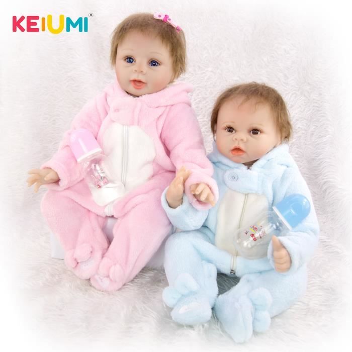 RUMOCOVO Poupees de bebe Reborn en vinyle et Silicone souple 22 pouces 55 cm jumeaux jouet pour enfants Cdiscount Jeux Jouets