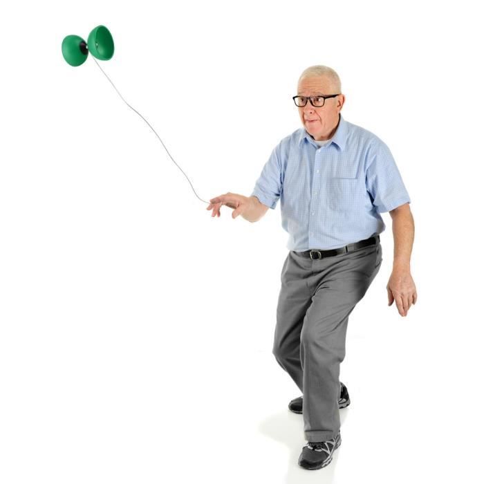 Jouet Diabolo de Jonglage à Triple Roulement avec Bâtons et Corde Diamètre 13 cm Vert