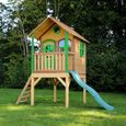 AXI Laura Maison Enfant avec Toboggan vert | Aire de Jeux pour l'extérieur en marron & vert | Maisonnette /Cabane de Jeu en Bois-2