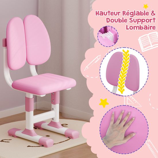 Ensemble bureau et chaise pour enfants, table d'étude réglable en hauteur avec motif de dessin animé, table d'écriture ergonomique pour étudiants avec grand tableau d'écriture, étagère pour garçons et