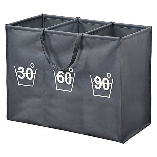 Panier A Linge 3 Compartiments,Corbeille À Linge Sale 160L Bac A Linge