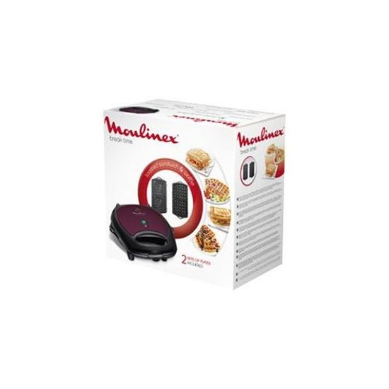 Gaufrier Croque-Monsieur Moulinex Breaktime - 700W, Plaques Antiadhésives, Beige Et Noir, Pour Sandwichs Grillés Et Gaufres - 9