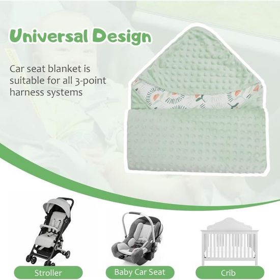 Couverture Nacelle Bébé Amo Nenes - 90x90cm - Double Face Coton/Peluche - Capuche - Universelle Siège Auto/Poussette
