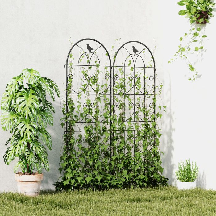 DanDiBo Support pour plantes grimpantes avec oiseaux 120705 Treillis en métal H-150cm L-50cm DanDiBo Support pour plantes grimpantes avec oiseaux 120705 Treillis en métal H-150cm L-50cm