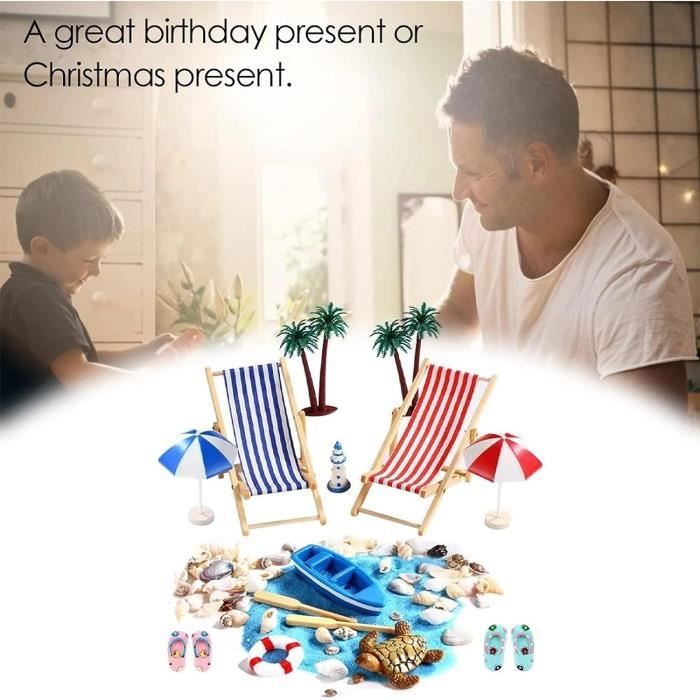 Kit Décoration Miniature Plage 5 Pièces - Piscine, Chaise, Bouées, Pour Maison De Poupée Ou Gâteau