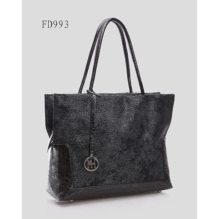 Sac Main Cabas Carr Fourre Tout Simili Cuir Avec Contour Motif