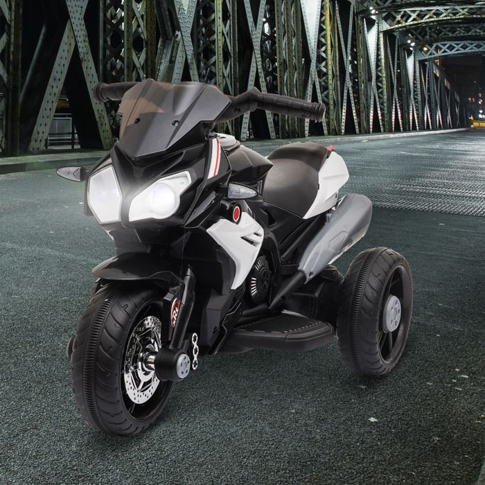 HOMCOM Moto Électrique Enfant 6V 3 Km/h - Effets Lumineux Sonores, Roulettes Amovibles, Rouge Noir