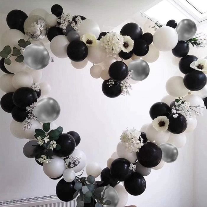 Arche Ballon Anniversaire Or Noir Blanc Marmoréens Kit Guirlande Ballons  100 Confettis Helium Ballon Set avec 5m Bande de Ballons - Cdiscount Maison