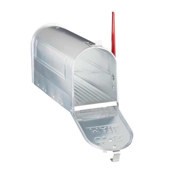 Boîte Aux Lettres Américaine Relaxdays En Aluminium – Argenté, Avec Drapeau