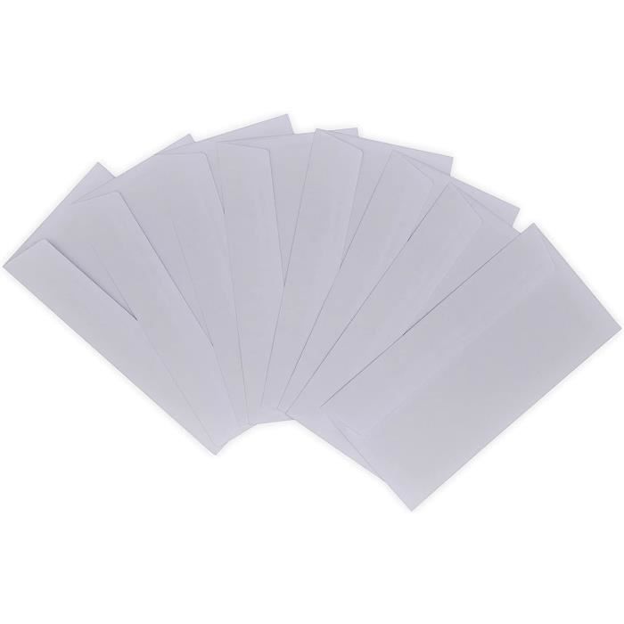 lot de 250 petites enveloppes courrier DL 110 x 220 mm SANS FENÊTRE -  papier velin blanc 80g/m² format 110x220 mm une enveloppe blanche avec  fermeture bande adhésive autocollante siliconée : 