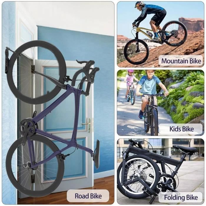 VGEBY Crochet de v lo vertical montage mural Crochet Mural Vertical pour V lo Support V lo en Acier 4 sport porte bagages