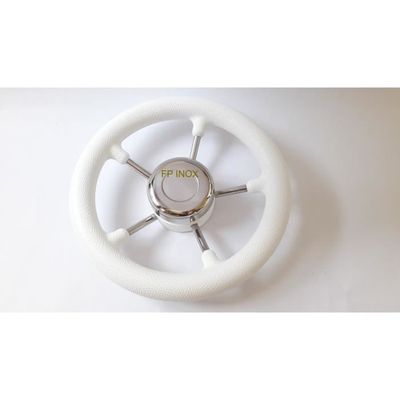 Volant FP INOX 355mm 3 Branches - Blanc Anatomique - Moyeu Central Universel