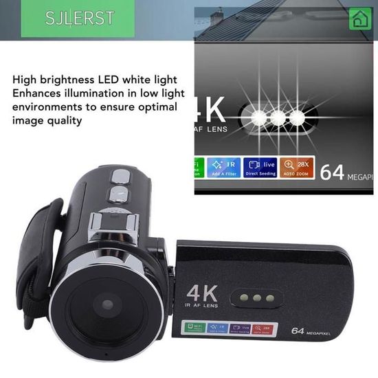 Caméscope Numérique Full HD 1080P Zoom 16X Écran 2.4" Rotation 270° - Enregistreur Vidéo Vlogging