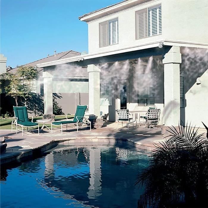 Kit Brumisateur Pour Terrasse Et Jardin - Longueur 10 Mètres - Système De Refroidissement Par Brume Fine - Pour été, Serres, Piscines - 8