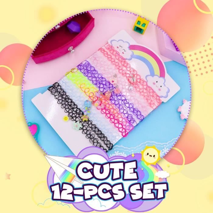 Colliers Temporaires Tatouage - Lot De 12 - Licorne, Panda, Cœur... Pour Enfants/Ados