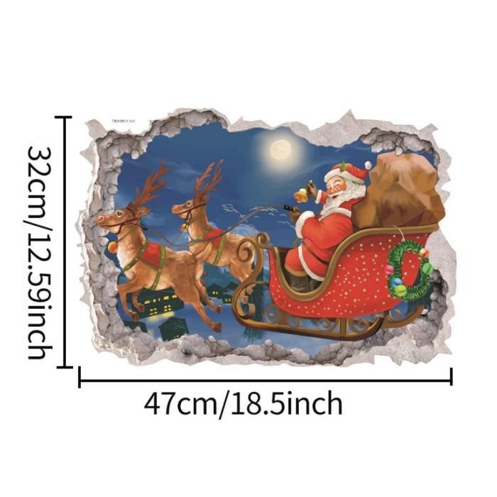 JKJND Stickers Muraux Créatifs Noël Père Noël Avion Stickers Muraux