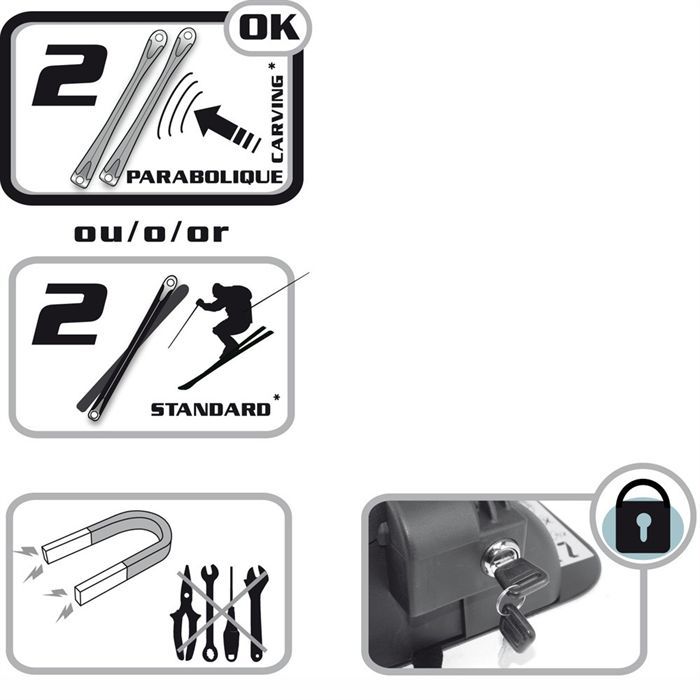 Porte-skis magnétique pour 2 paires de ski - 260 x 260 mm - Bike