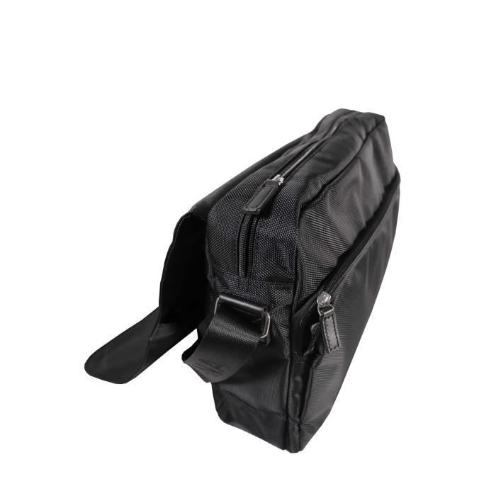 KATANA Grand sac besace homme nylon garni cuir réf 16084 Noir