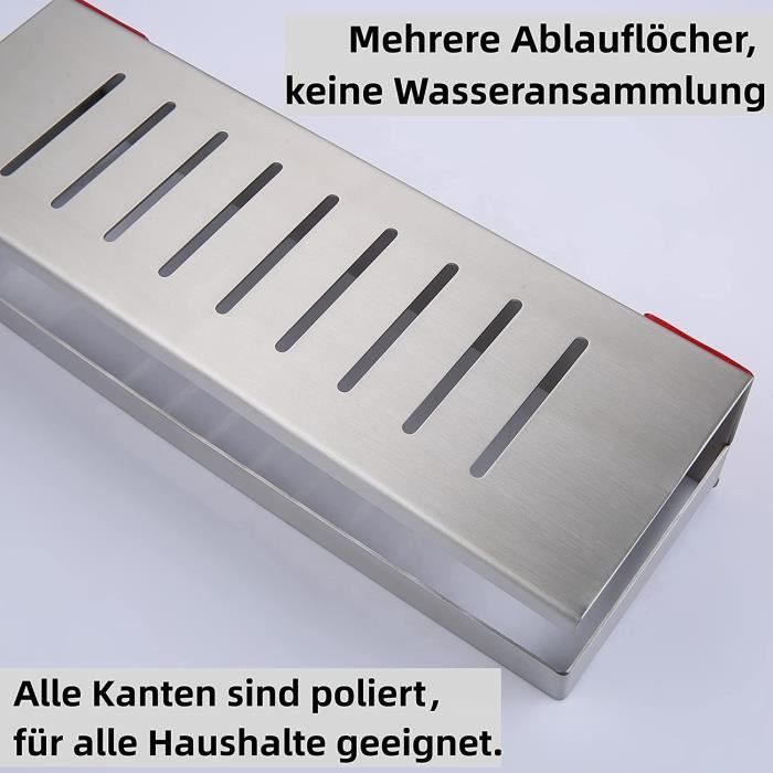 Étagère Douche Adhésive Inox SUS304 - Range Salle De Bain Sans Perçage, Nickel Brossé