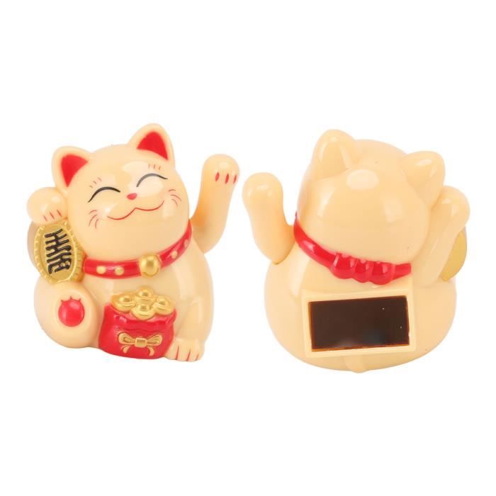 Omquot Chat Agitant à énergie Solaire, Décoration Porte-bonheur pour Maison et Voiture, Décoration de Tableau de Bord, Ornement en Plastique (Petite taille