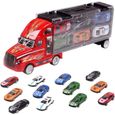 Hicollie® Set 1Pcs Camion Transport + 12Pcs Petit Voiture Véhicule Moule Modèle Jouet Enfants Garçons Cadeau-0