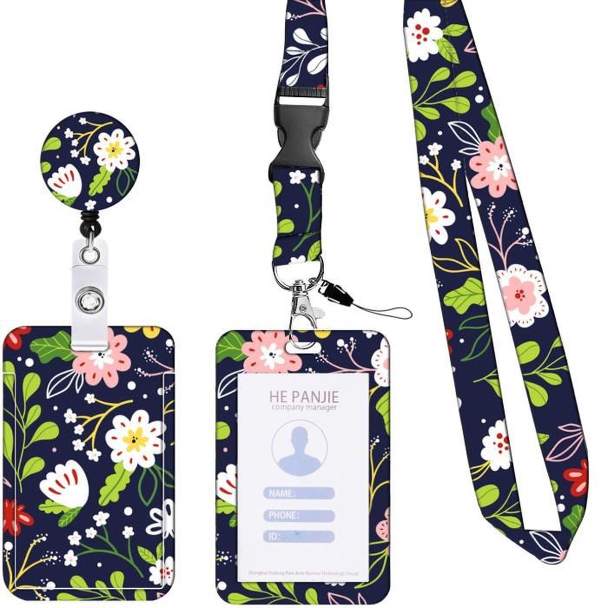 Lot De 3 Porte-cartes Et Badges – Clip Porte-badge D’identification – Noir – Imperméable