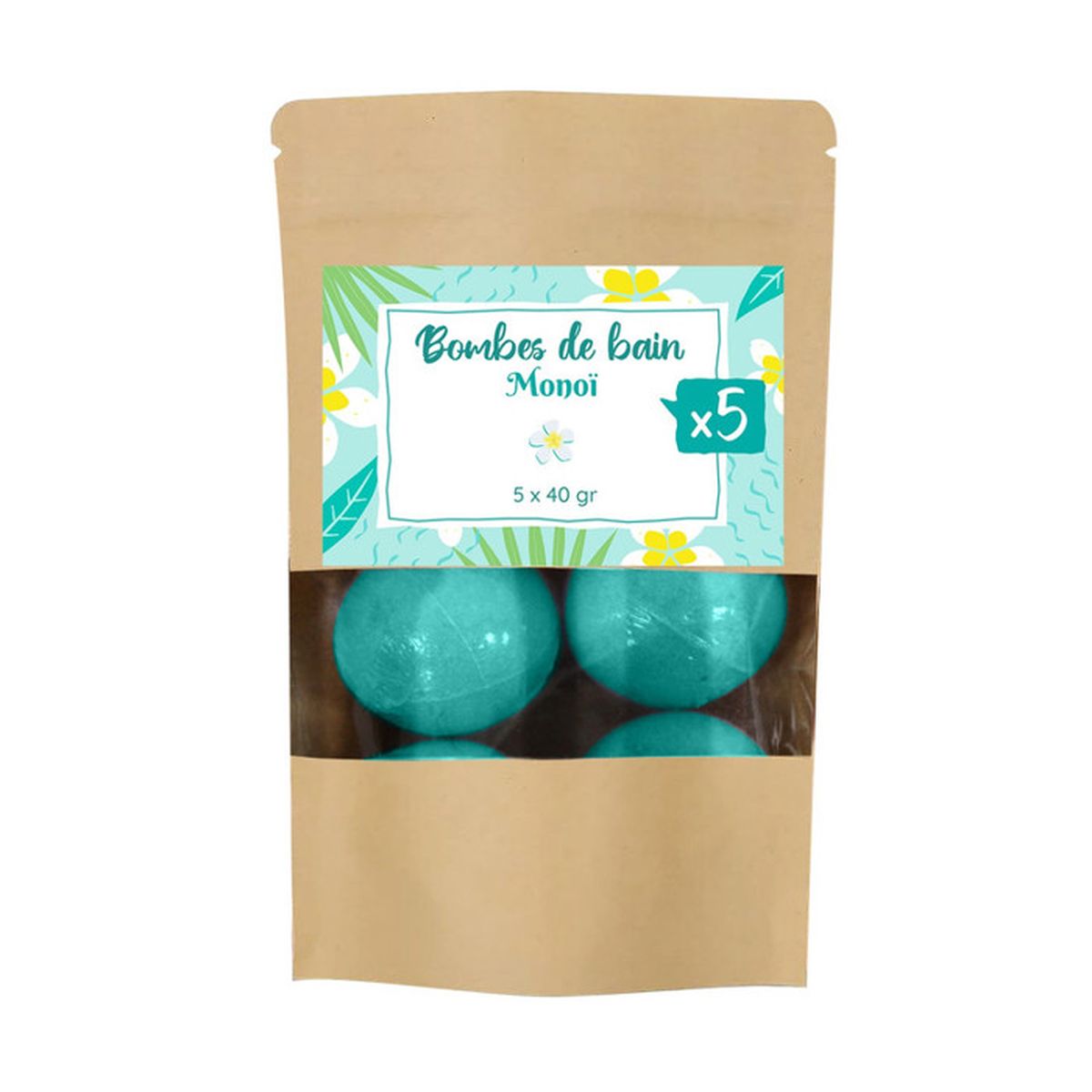 Set Mit 5 Badebomben – Je 40 G, Mit Exotischem Monoi-Duft, Für Entspannung & Wellness Zu Hause