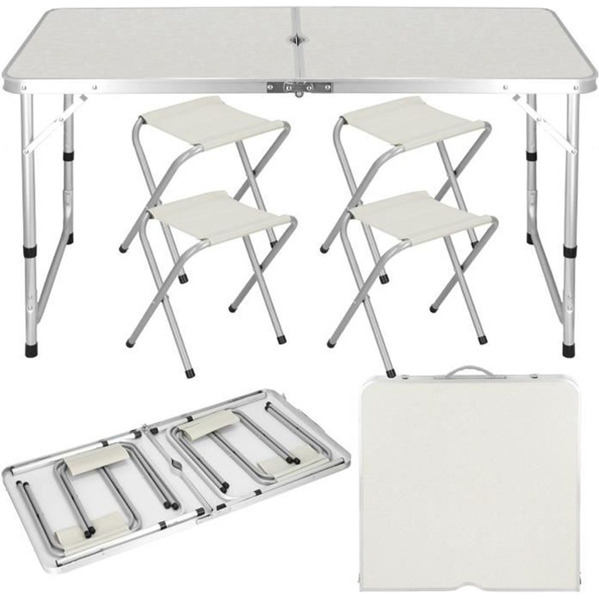 SPRINGOS® Table de camping, table de jardin et 4 Chaises, hauteur