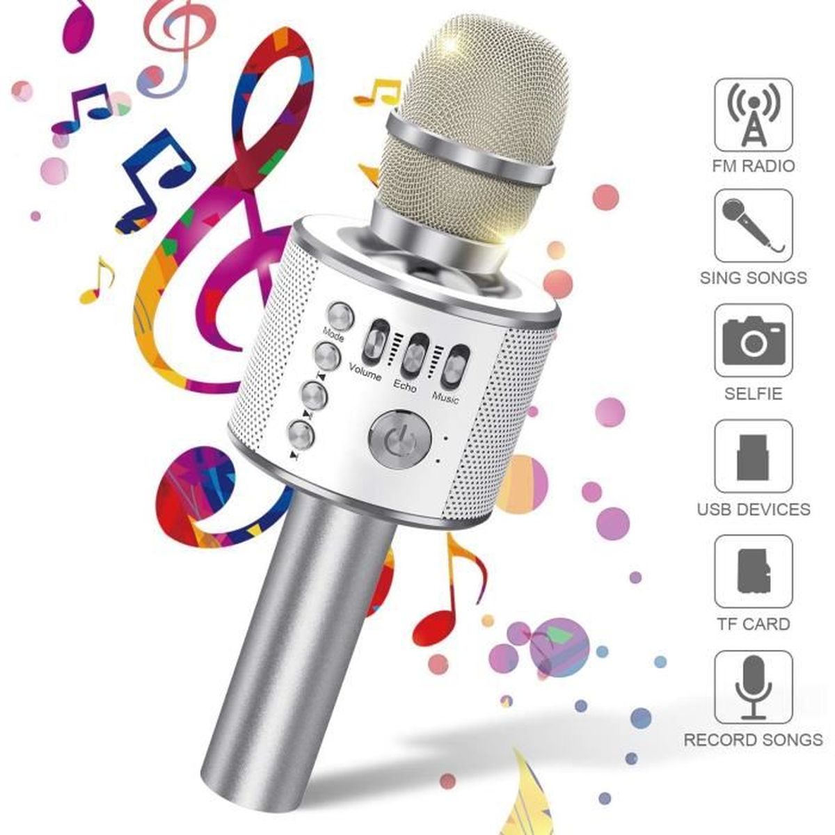 Microphone portable pour enfants Cadeau idéal Karaoké 2 en 1 