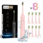 Brosse à dents électrique-4 modes soniques FAIRYWILL-Avec 8 têtes de rechange-Rose