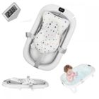 Baignoire Bébé - Baignoire Enfant - MIPAN - Avec Coussin De Bain Et Thermomètre Intégré - Antidérapant + Pliable - Gris