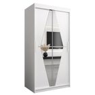 ABIKSMEBLE Boliwia 100 Armoire à Deux Portes Coulissantes avec Miroir, Tringle et Étagères 100x200x62 cm Blanc