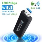 APOLUX Clé WiFi USB 3g - 1200Mbps adaptateur wifi usb - USB 3.0 Dongle Wifi Bi-bande 2.4G/5.8G 802.11 AC - Bouton WPS - SoftAP Mode - Noir