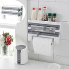 JF-ENG Dérouleur mural cuisine pour 3 rouleaux, support de rangement avec lames tranchantes, dévidoir en ABS