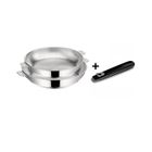 Lagostina Lot de 2 poêles inox 24 et 28 cm + poignée - 012138600003