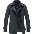 INSFITY Manteau Homme Laine Coat Col Rabattu Pardessus Hiver Automne - Gris - Hugo