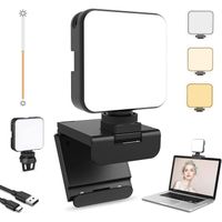 Glow Light Pour Streamers, Kit D'Éclairage Amélioré Pour Les Conférences Vidéo Avec Pince De Style Webcam, Batterie Intégrée Et Rech