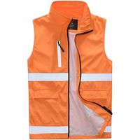 Gilet De Sécurité Homme Haut Visibilité Orange Safety Gilet Hi Vest Vest Avec Fermeture À Glissière Et Poches Night
