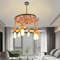 Yowei Lustre Suspension Luminaire en Corde de Chanvre Retro Lampe Plafonnier Industrielle Style Vintage pour Salon Chambre