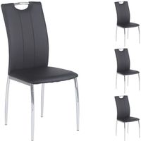 Lot de 4 chaises - IDIMEX - APOLLO - Assise synthétique noir - Pieds métal