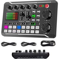Mixeur DJ Portable avec Carte Son - Mélangeur Audio DJ Contrôleur Studio - avec Effets de Mixage et Changeur de Voix
