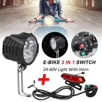 Ensemble de feux avant et arrière clignotant LED avec klaxon pour vélo électrique