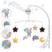 Mobile musical pour lit bébé PIMPIMSKY, jouet animaux musaical endormant lit bébé, jouet de dessin animé rotatif 360 ° Rose
