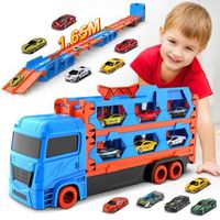 Vatos Camion de Transport TOY CAR pour 3+ans garçon, Piste pour 6 voitures de course, meilleur cadeau camion de transport Toy set